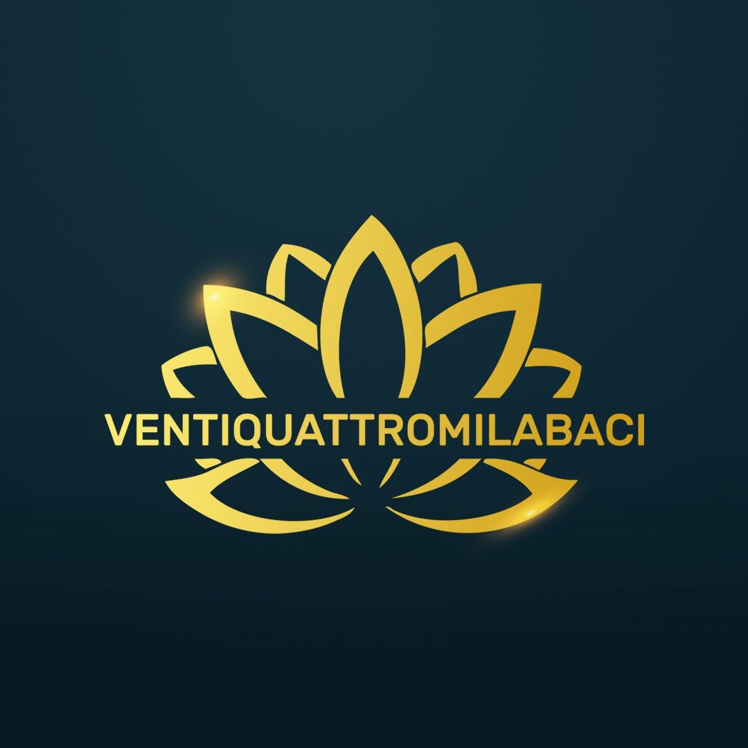 Ventiquattromilabaci — logo dorato a forma di fiore di loto